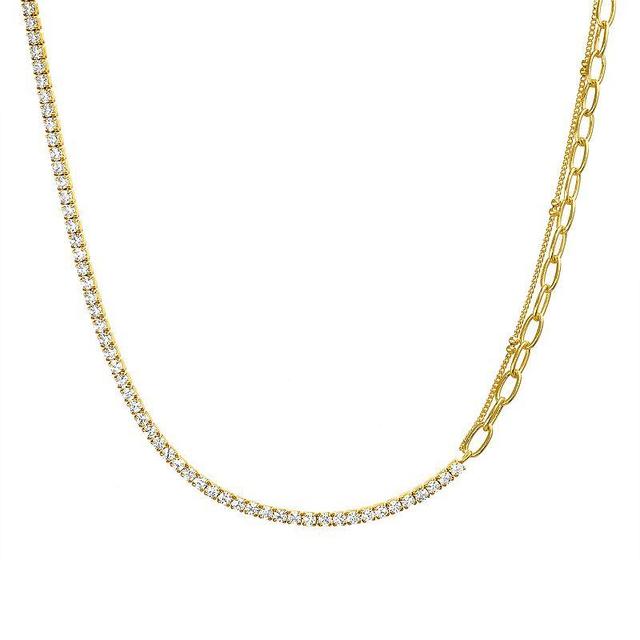 Paige Harper 14k Gold Over Recycled Brass Cubic Zirconia Mixed Chain Necklace, Womens Gold Tone Clear Product Image