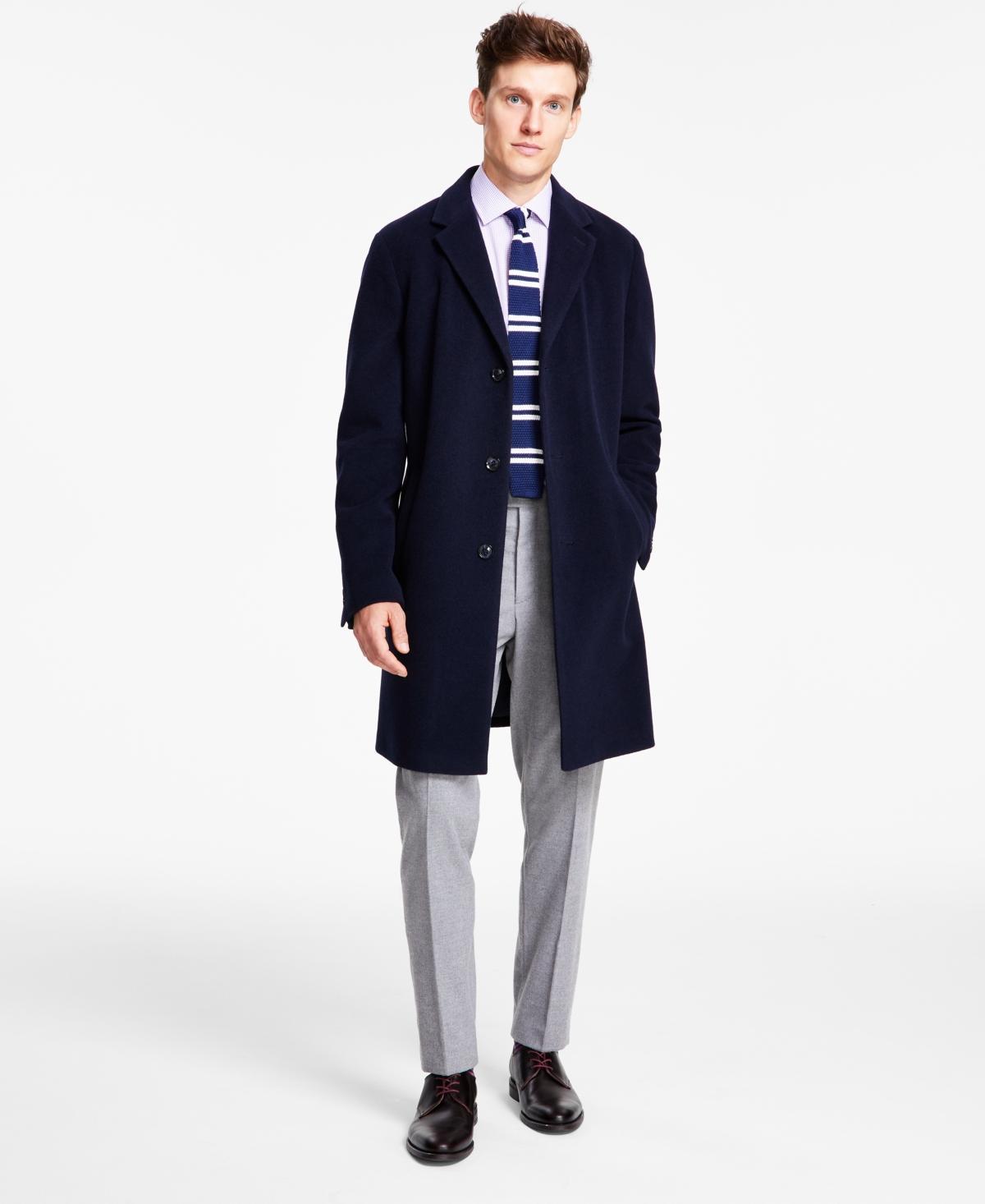 Tommy Hilfiger Mens Addison Wool-Blend Trim Fit Overcoat Product Image