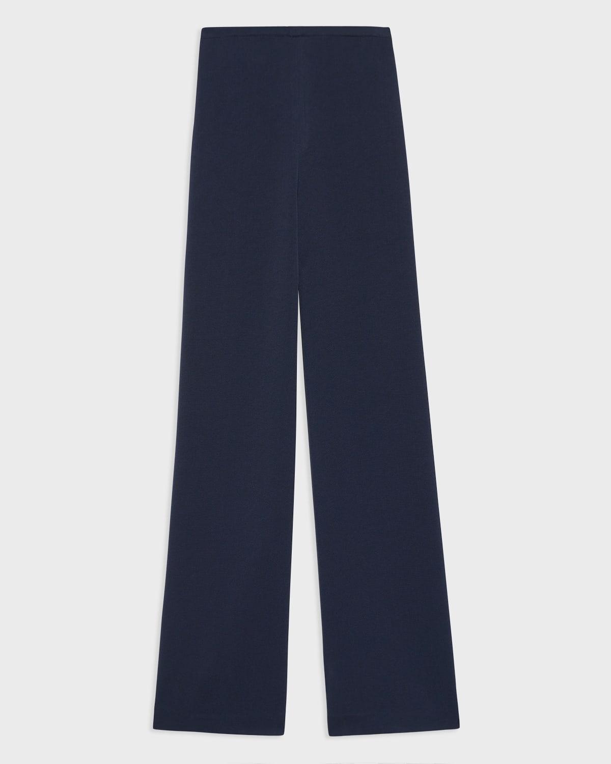 Oxford Crepe Wide-Leg Pull-On Pants  Product Image