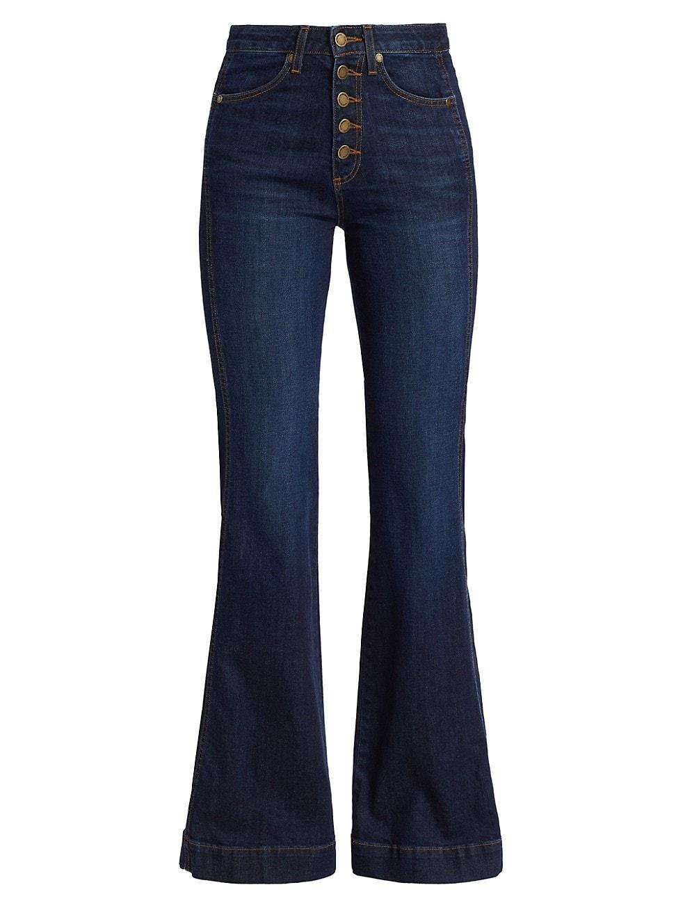 Womens Tatum Buttoned Flared Jeans Product Image