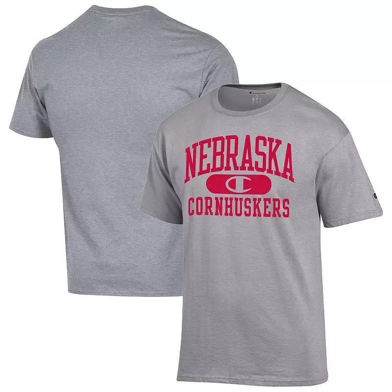 Mens Champion Heather Gray Nebraska Huskers Arch Pill T-Shirt Product Image