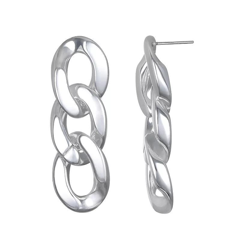 Emberly Silver Tone Chain Link Drop Earrings, Womens, None Product Image