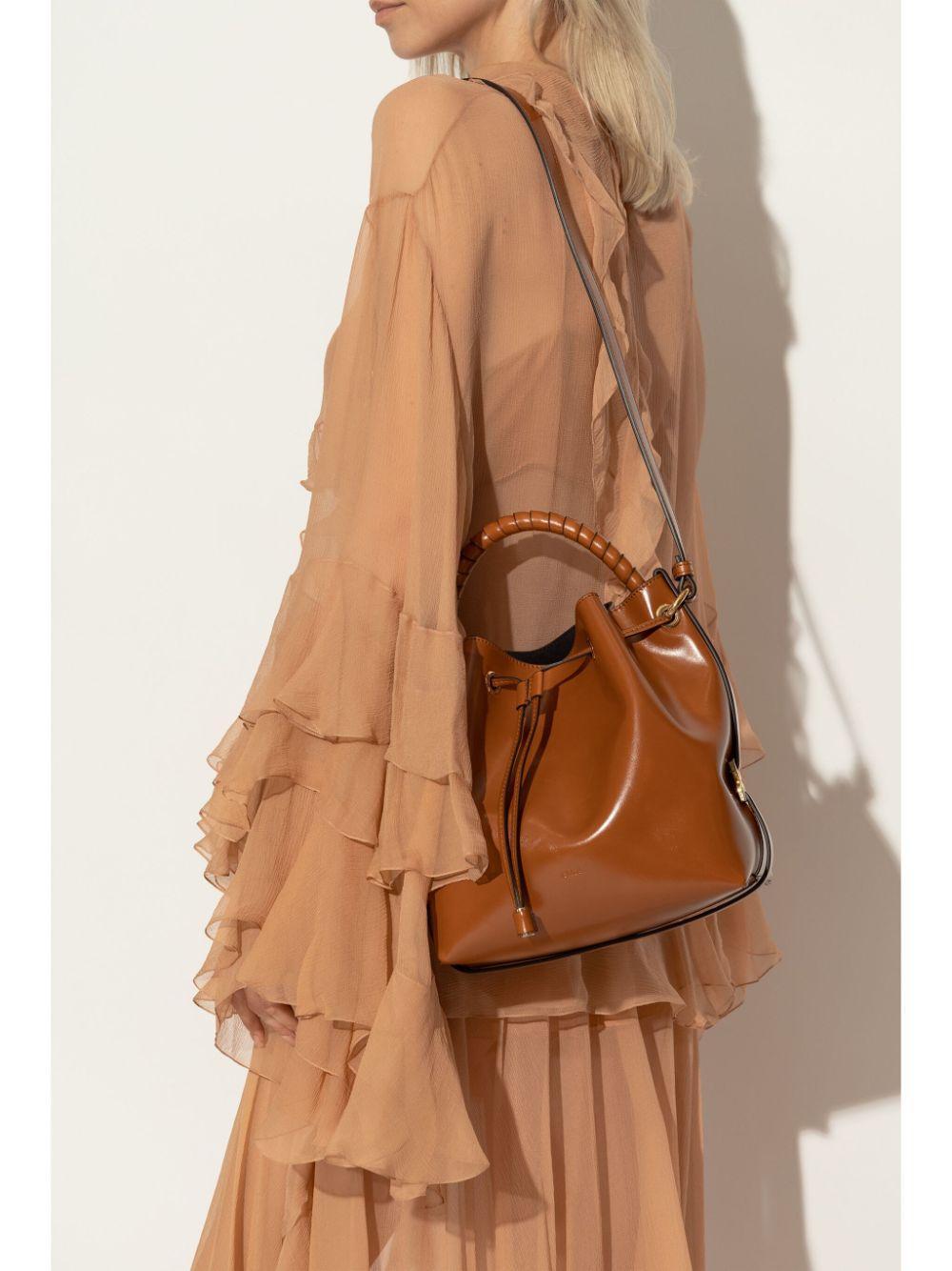 Leather Bucket Bag In Brown Product Image