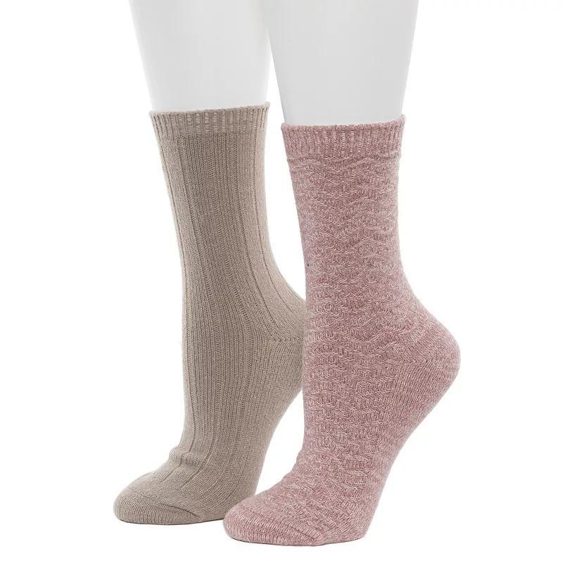 Womens Cuddl Duds 2-Pack Plushfill Spacedye Chevron Texture Wide Crew Socks Product Image