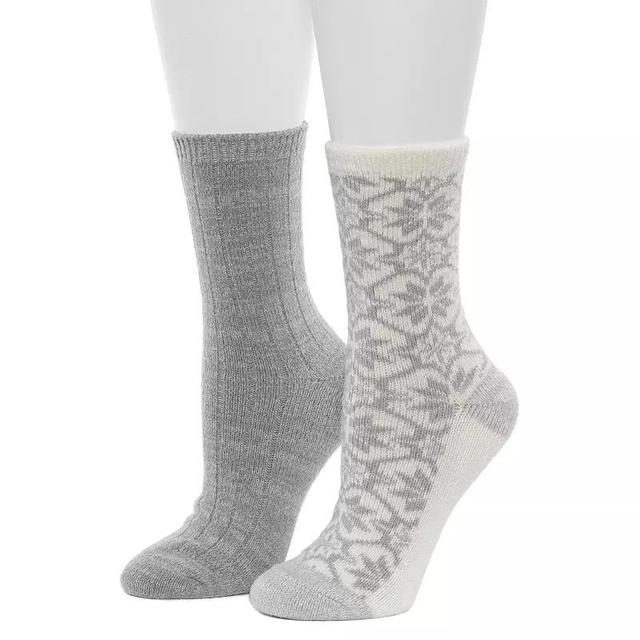 Womens Cuddl Duds 2-Pack Plushfill Large Snowflake Rib Crew Socks Product Image