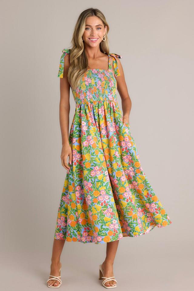 The Power Of Love Green Multi Floral Midi Dress Product Image