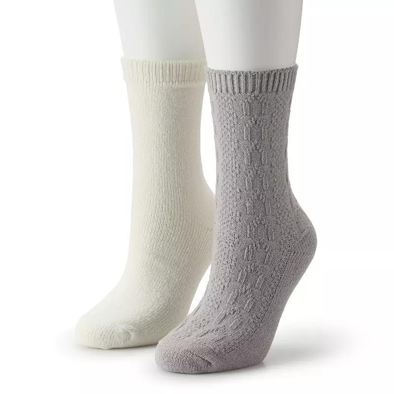 Womens Sonoma Goods For Life 2-pk. Cable Knit Crew Socks Product Image