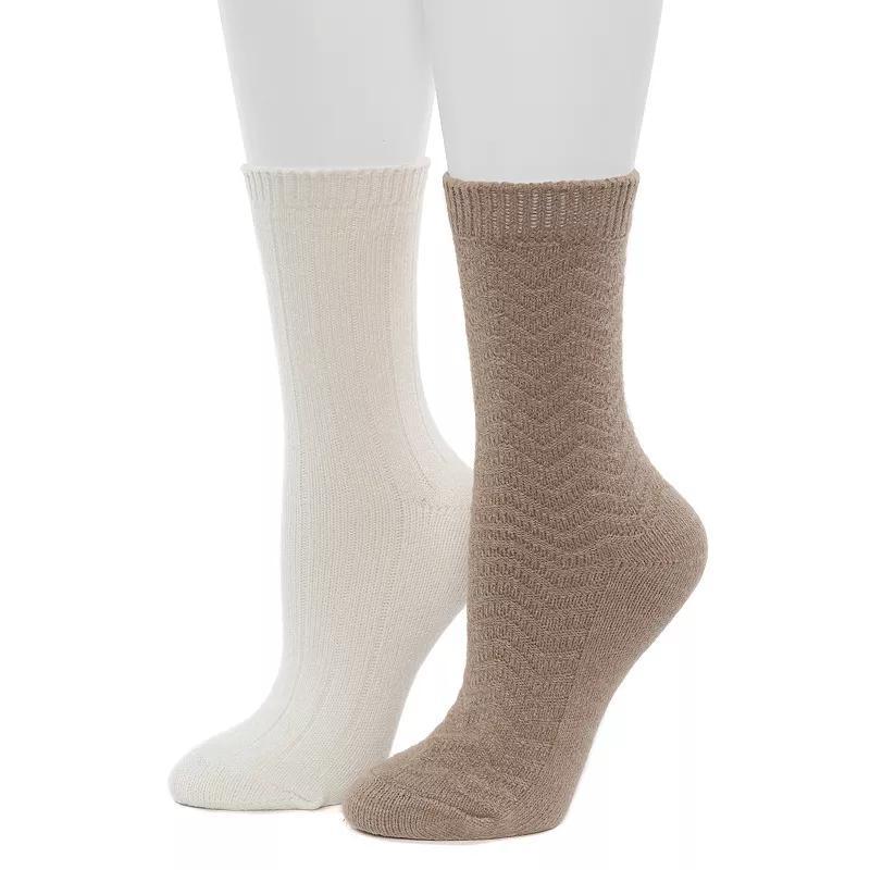 Womens Cuddl Duds 2-Pack Plushfill Spacedye Chevron Texture Wide Crew Socks Product Image