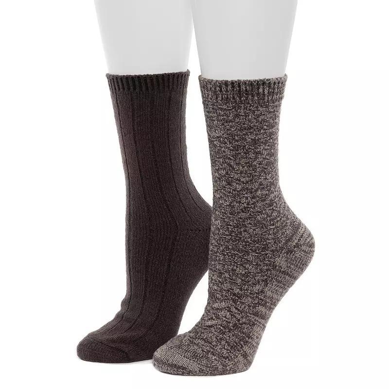 Womens Cuddl Duds 2-Pack Plushfill Spacedye Chevron Texture Wide Crew Socks Product Image