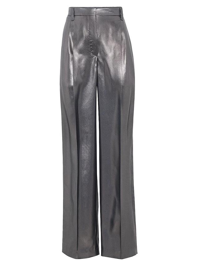 Womens Lame Silk Twill Tailored Relaxed Trousers Product Image