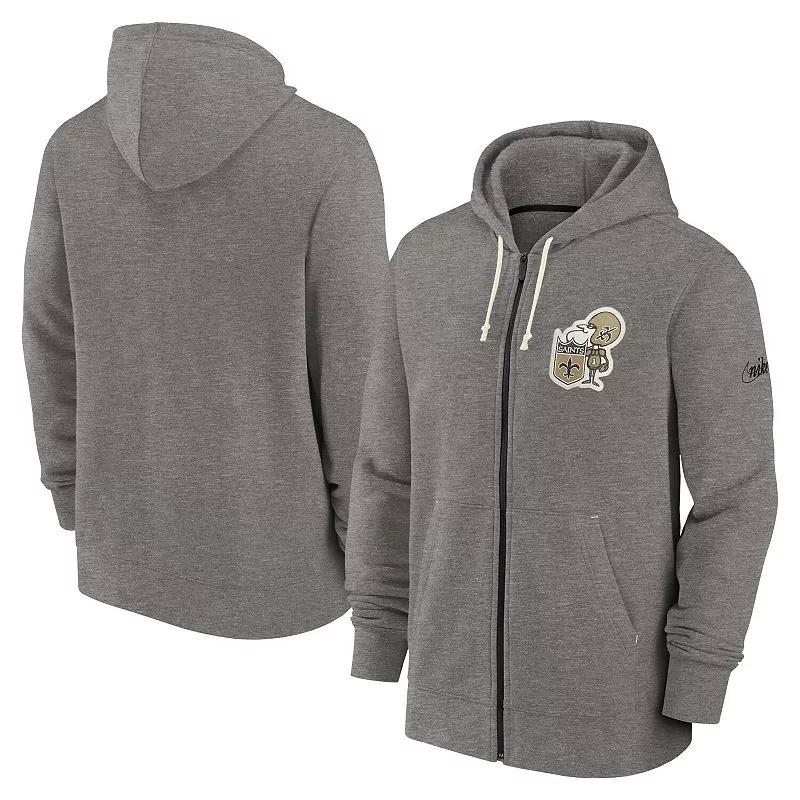 Mens Nike Heather Charcoal New Orleans Saints Historic Lifestyle Full-Zip Hoodie Product Image