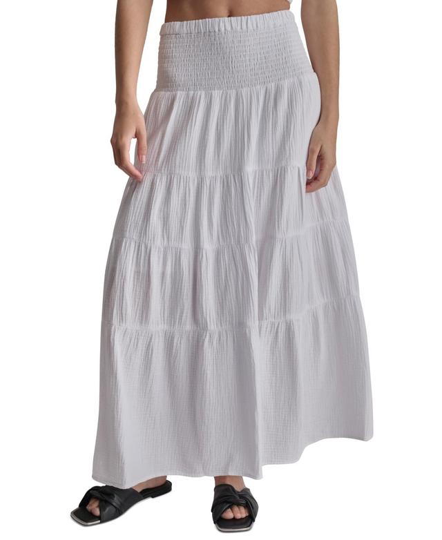 Women's Cotton Smocked-Waist Tiered Maxi Skirt Product Image