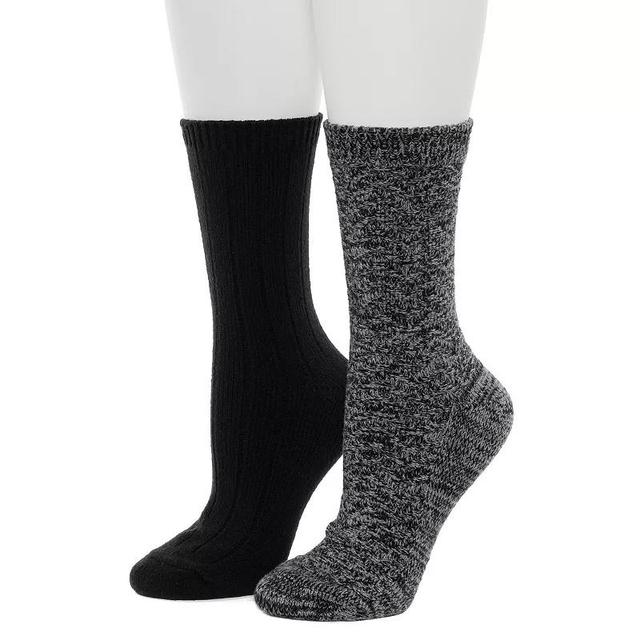 Womens Cuddl Duds 2-Pack Plushfill Spacedye Chevron Texture Wide Crew Socks Product Image