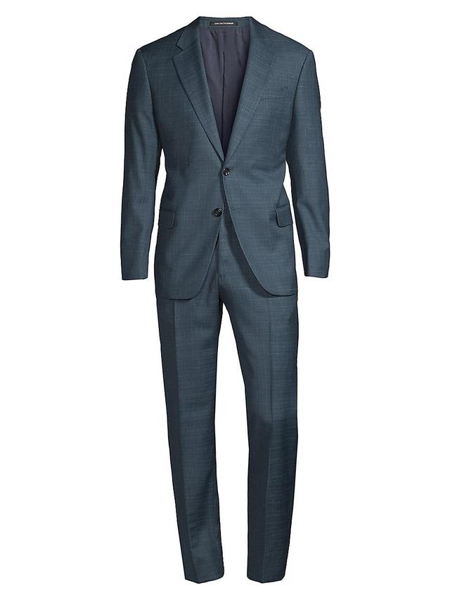 Emporio Armani Textured Plaid Virgin Wool Suit Product Image