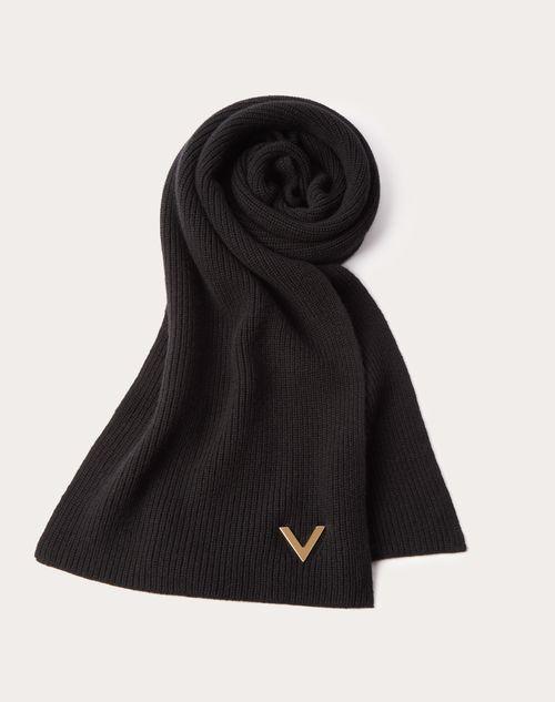 CASHMERE SCARF WITH METAL V APPLIQUÉ Product Image