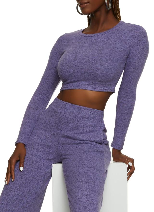 Womens Brushed Knit Crew Neck Crop Top Product Image