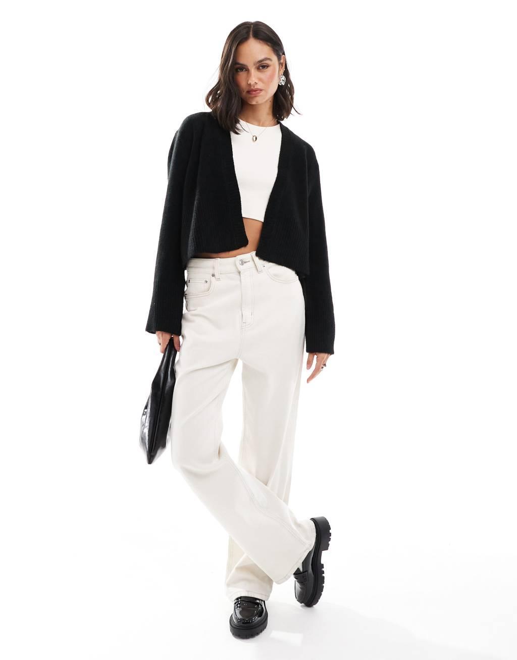 ASOS DESIGN edge to edge cardigan in black Product Image