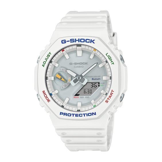 Men's Casio G-Shock Solar Powered White Resin Strap Watch with Multi-Color Accents (Model: Gab2100Fc-7A) Product Image