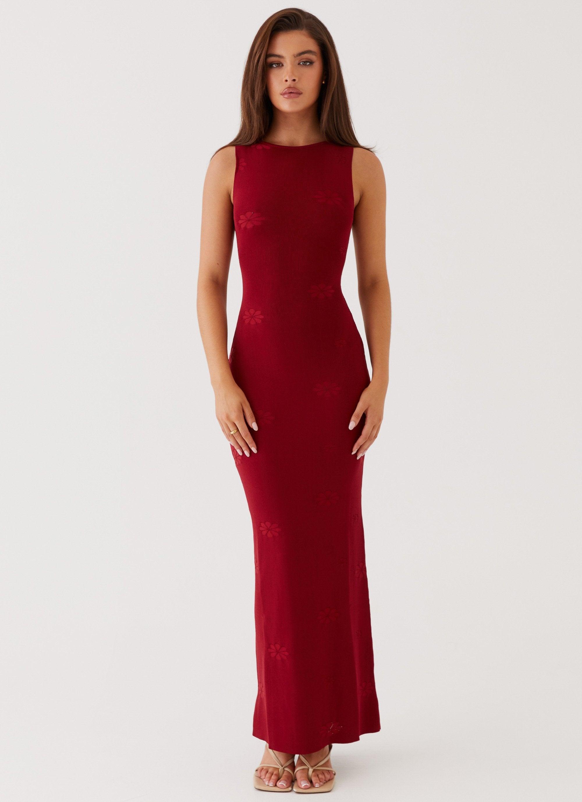 Holly Knit Maxi Dress - Red Product Image