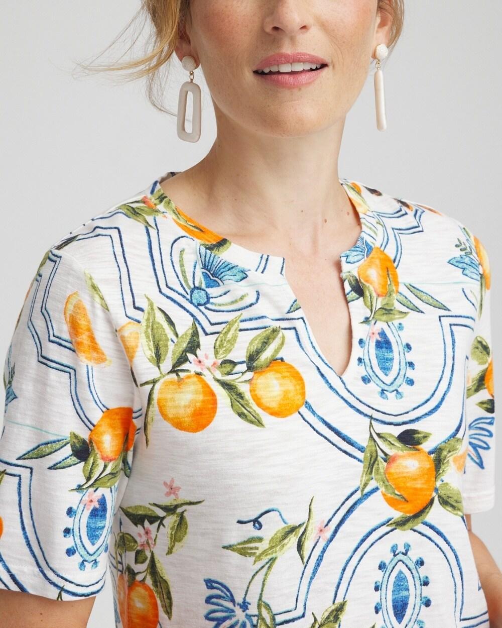 Tropical Print Notch Neck Tee Product Image