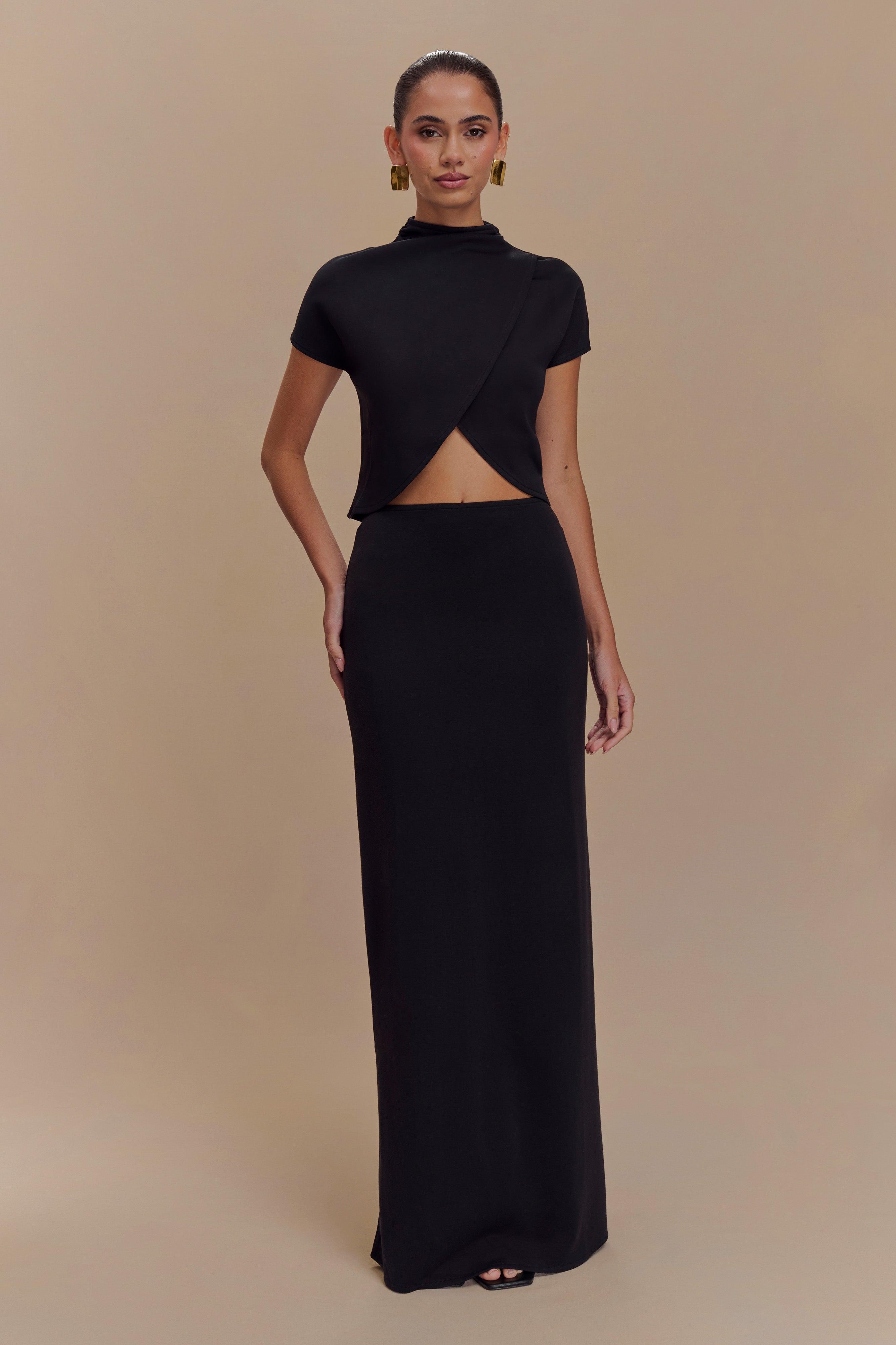 Eris Scuba Jersey Maxi Skirt - Black Product Image