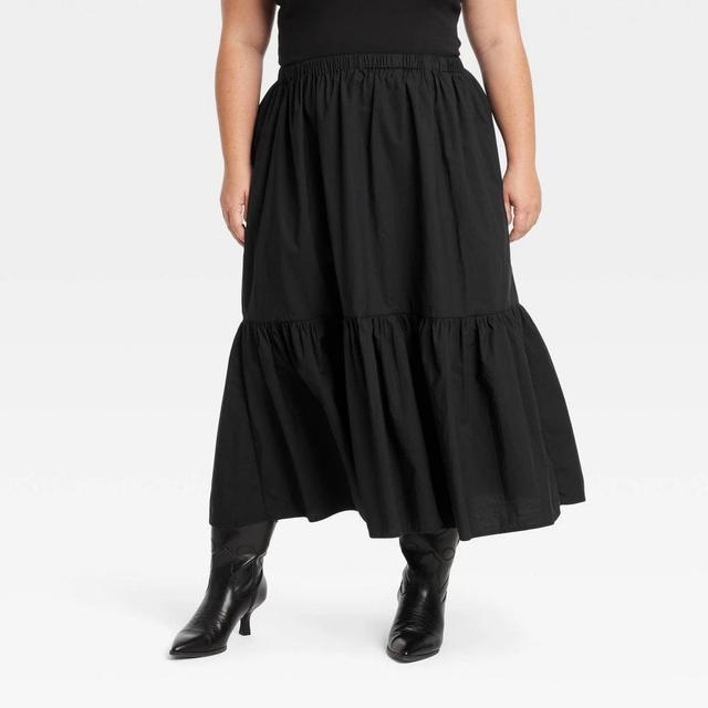 Womens Tiered Maxi Skirt - Universal Thread Black 3X Product Image