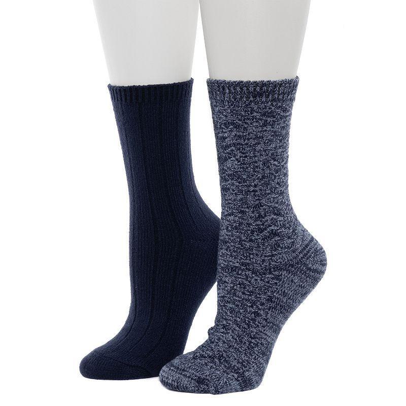 Womens Cuddl Duds 2-Pack Plushfill Spacedye Chevron Texture Wide Crew Socks Product Image