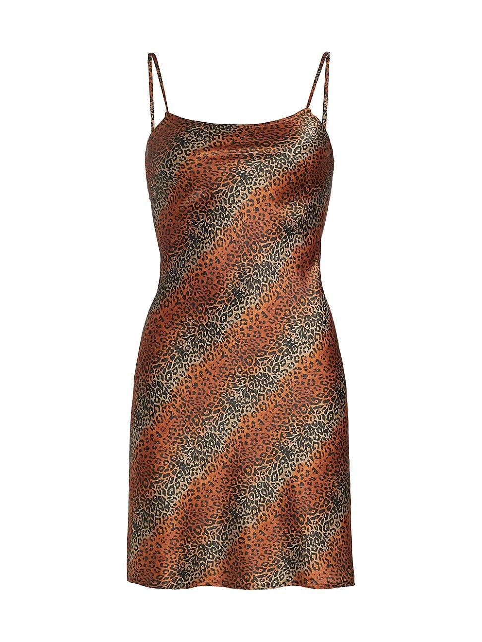 Womens Leopard Slip Minidress Product Image