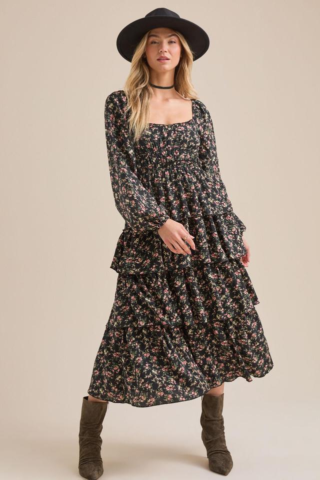 Kailee Tiered Floral Midi Dress Product Image