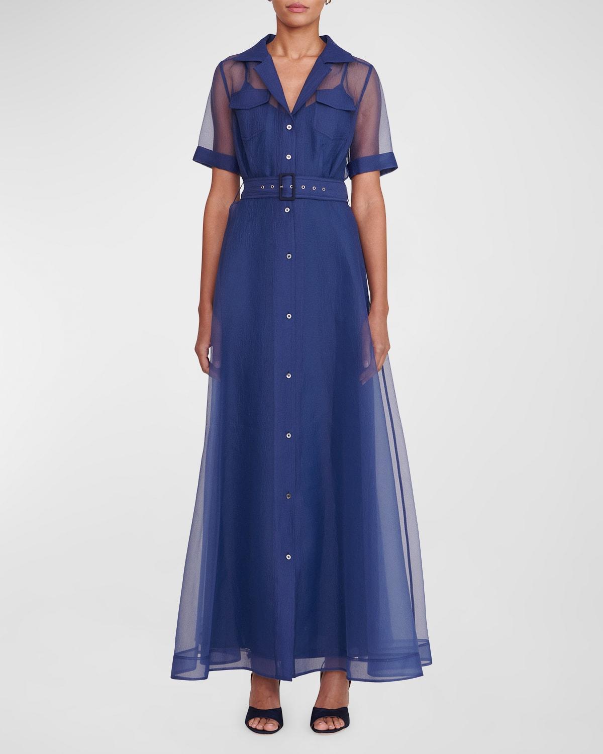 STAUD Millie Organza Maxi Shirtdress Product Image