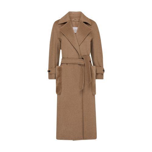 Magia Belted Cashmere Coat In Brown Product Image