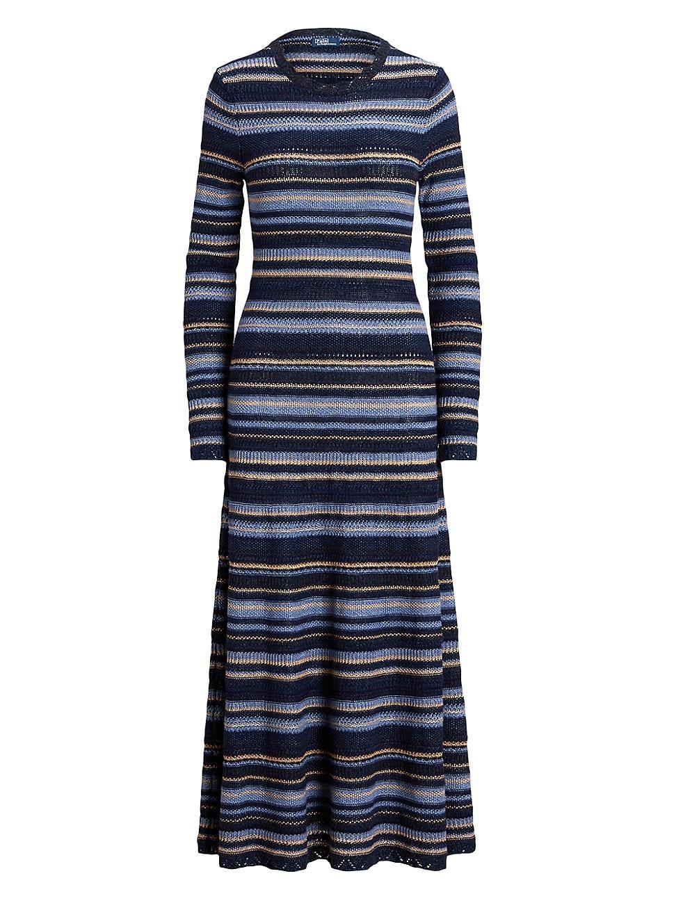 Womens Stripe Crewneck Maxi Sweaterdress Product Image