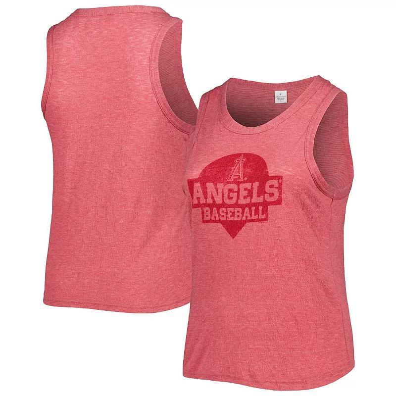 Women's Soft as a Grape Red Los Angeles Angels Plus Size High Neck Tri-Blend Tank Top Product Image