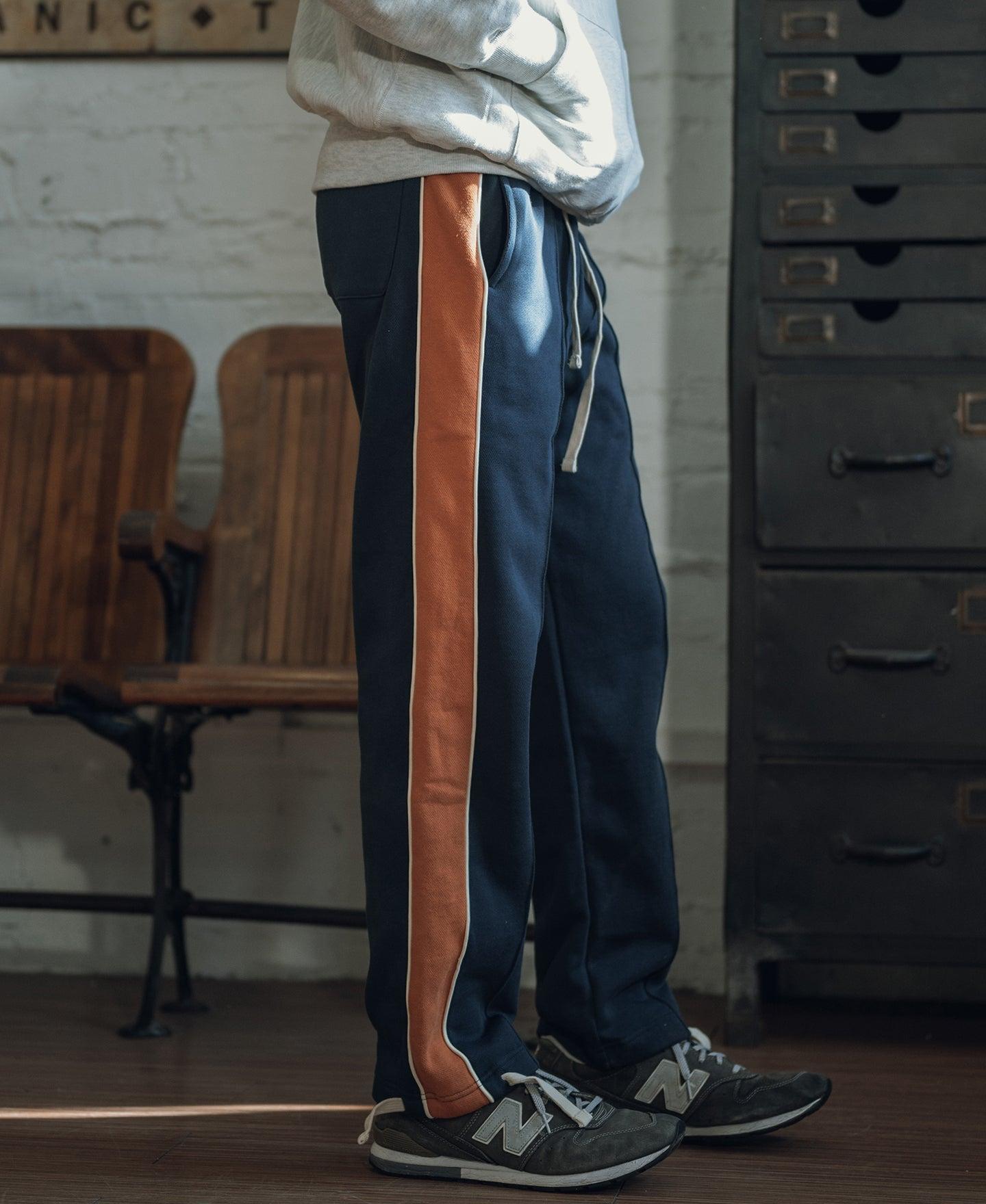 Classic Straight-Leg Striped Logo-Embroidered Cotton-Terry Sweatpants - Navy Product Image