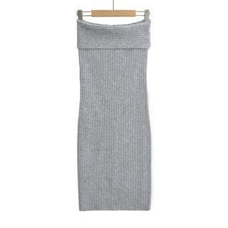 Strapless Plain Ribbed Bodycon Knit Dress product image