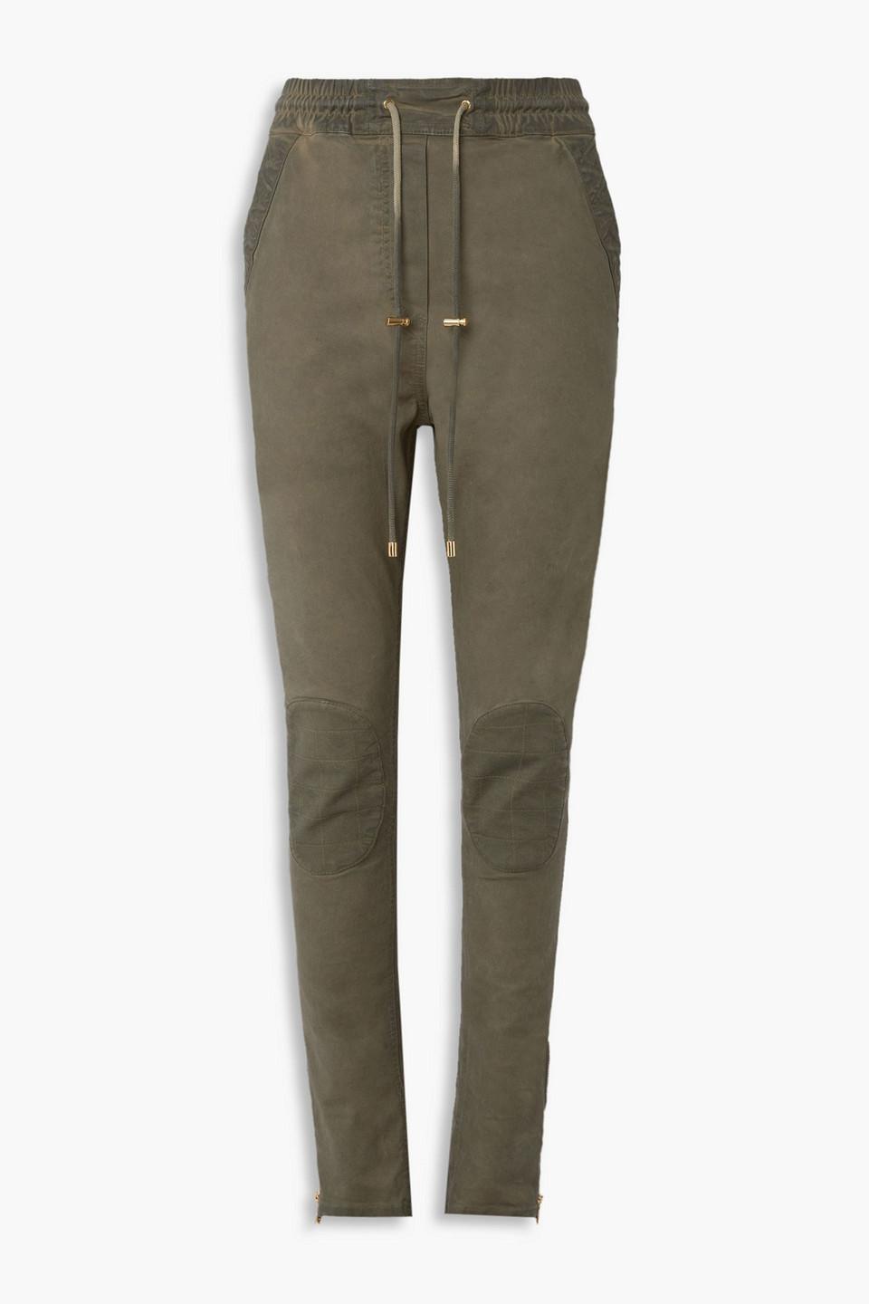 Cotton-blend Twill Tapered Pants In Army Green Product Image