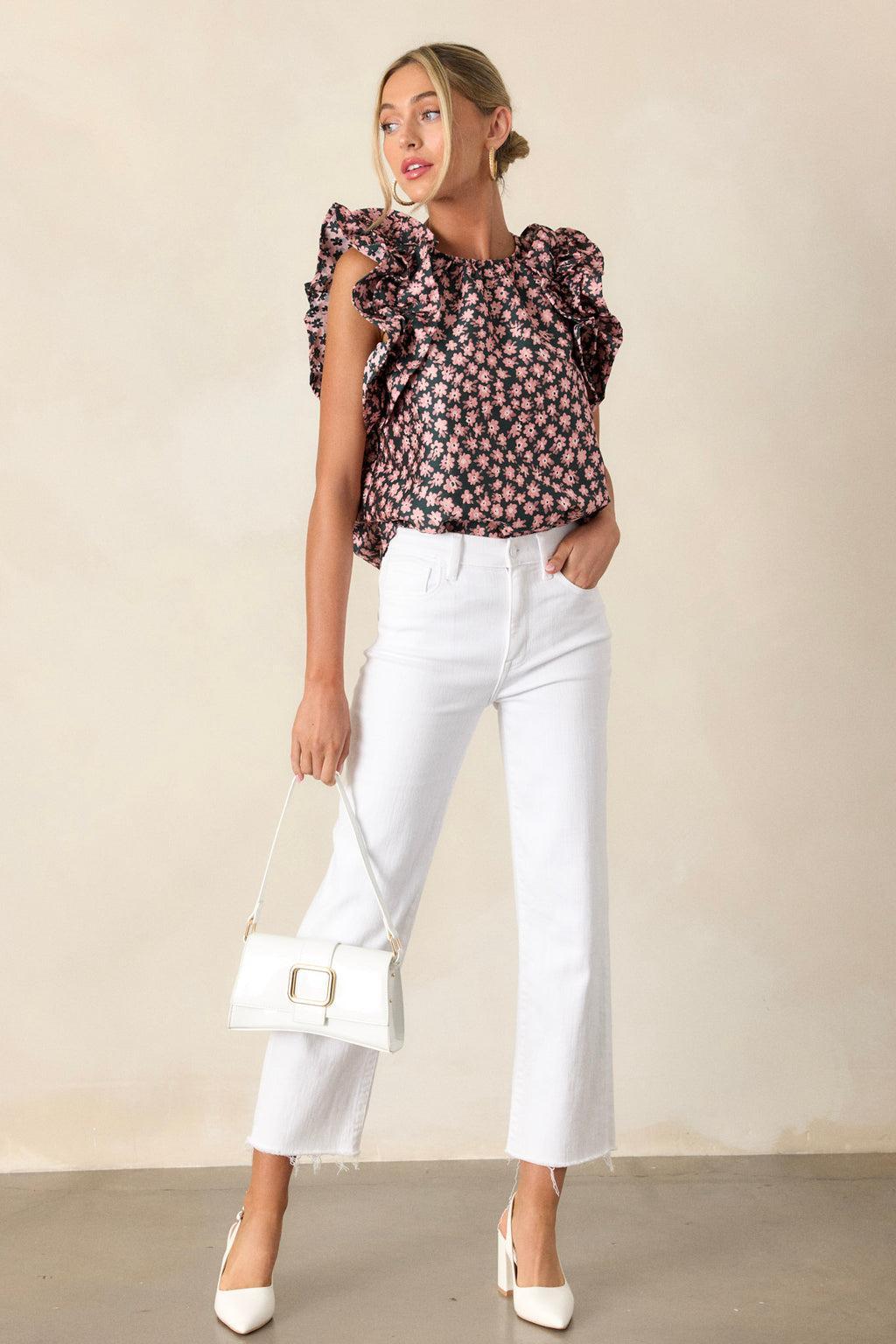 Urban Edge White High Rise Cropped Wide Leg Jeans product image