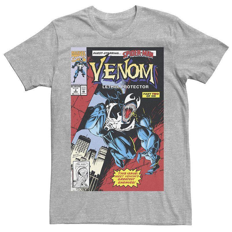 Mens Marvel Venom Lethal Protector Retro Comic Tee Athletic Grey Product Image