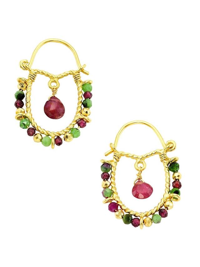 Womens Bindi 24K-Gold-Plated & Multi-Gemstone Beaded Drop Earrings Product Image