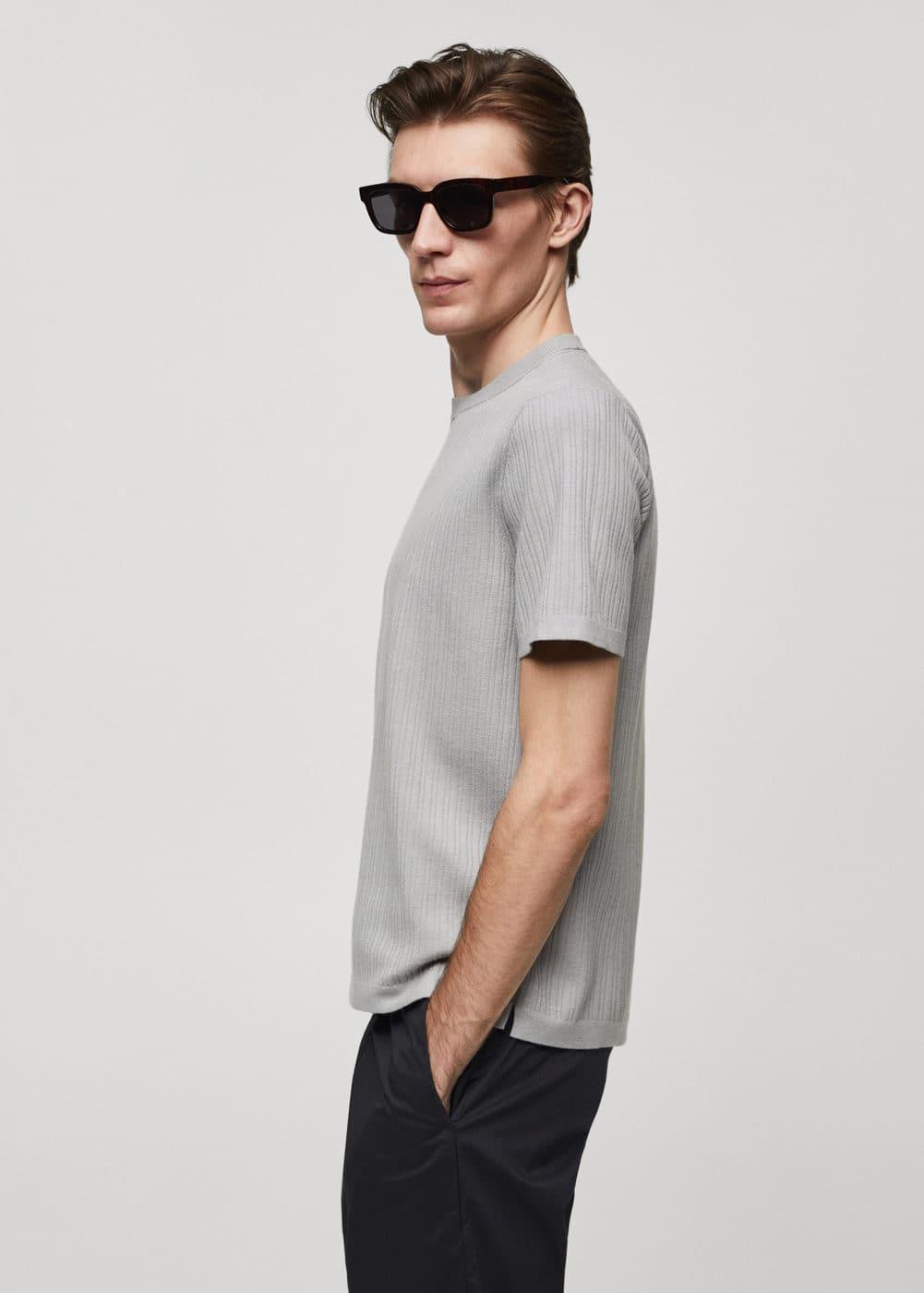 MANGO MAN - Ribbed knit t-shirt greyMen Product Image