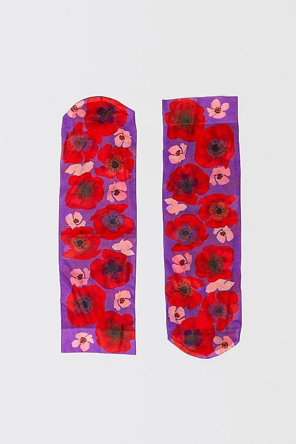 Sock Candy Watercolor Poppy Printed Sock Womens at Urban Outfitters Product Image