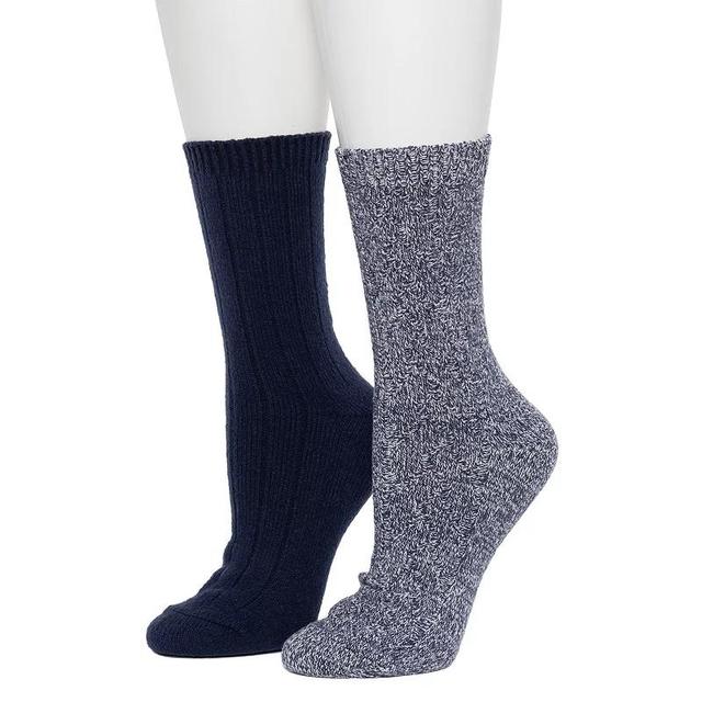 Womens Cuddl Duds 2-Pack Plushfill Twist Cable Wide with Rib Crew Socks Product Image