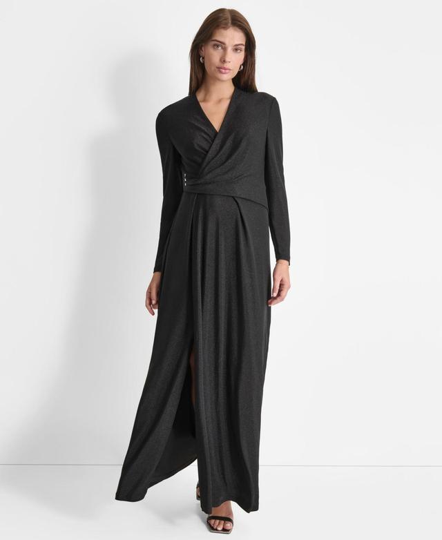 Dkny Womens Draped Metallic-Threaded Evening Gown Product Image