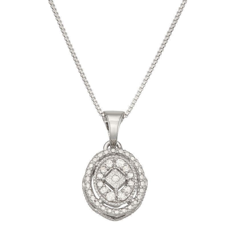 HDI Sterling Silver 1/10 Carat T.W. Diamond Circle Pendant Necklace, Womens White Product Image