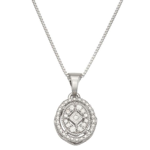 HDI Sterling Silver 1/10 Carat T.W. Diamond Circle Pendant Necklace, Womens White Product Image