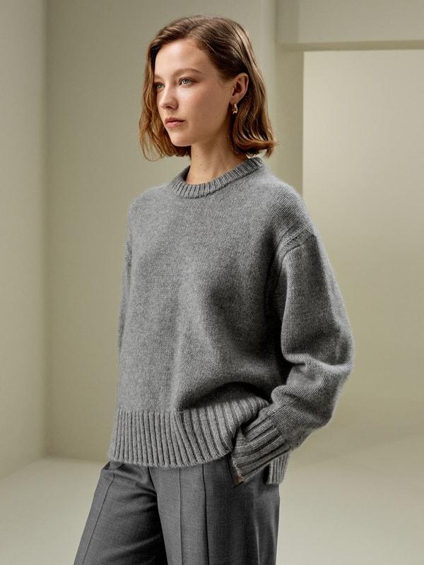 Boxy Crewneck Cashmere Sweater Product Image