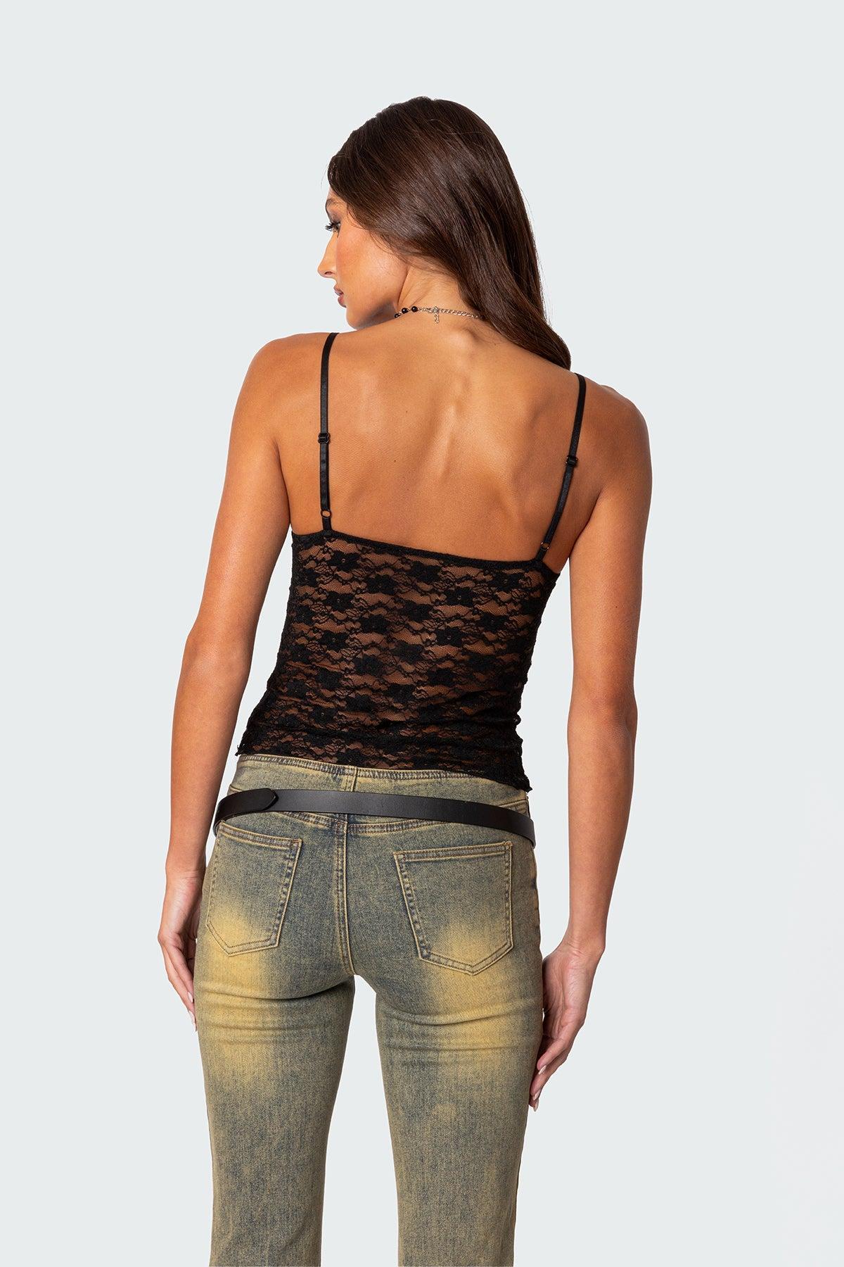 Eira Sheer Lace Tank Top Product Image