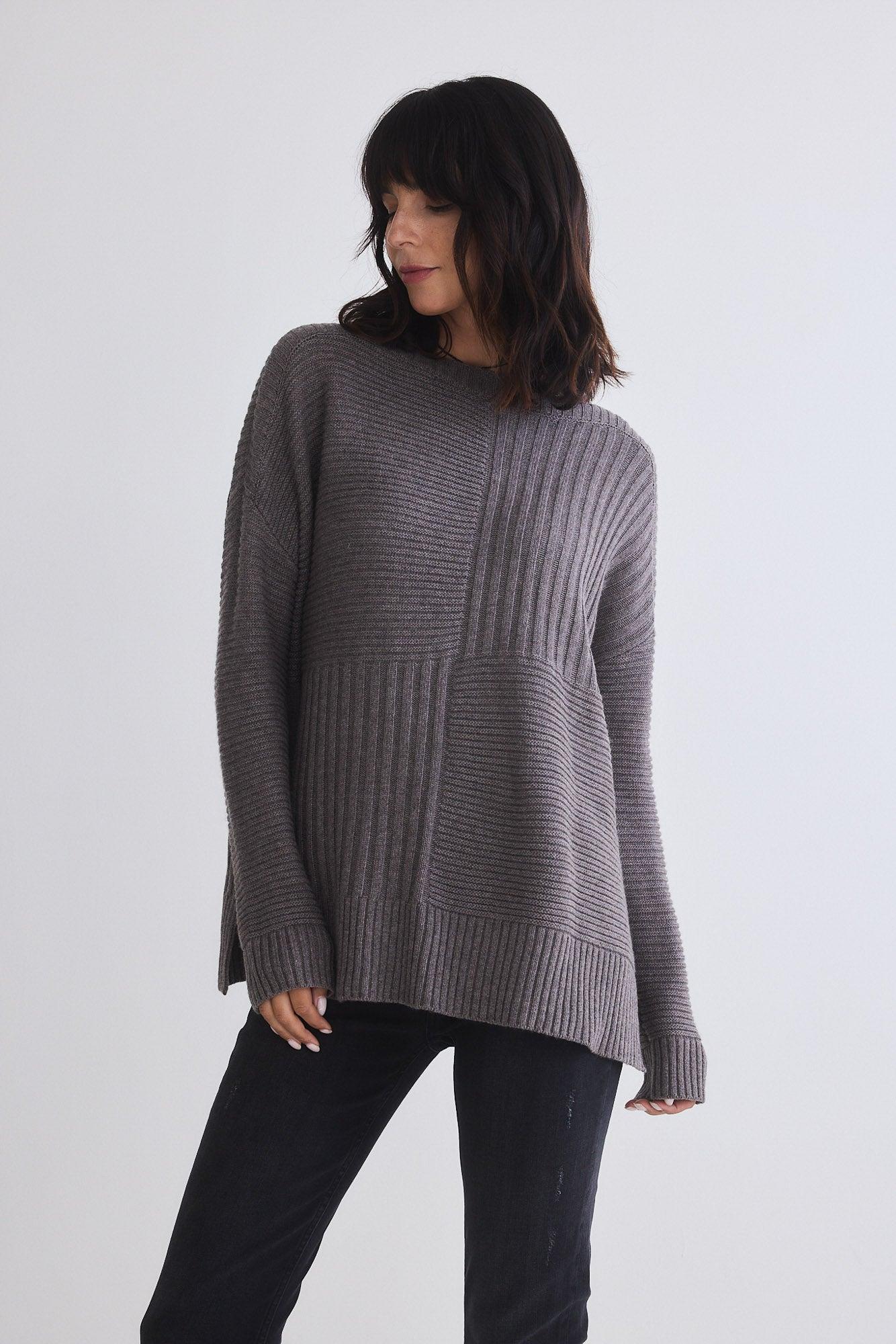 Oversized Mixed Knit Sweater Product Image