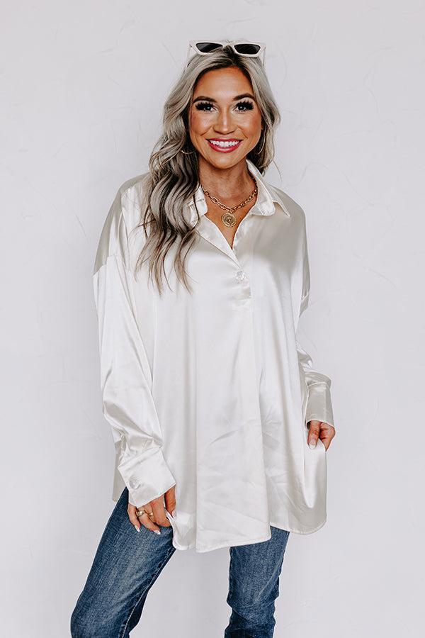 Siren Song Satin Shift Top In Cream Product Image