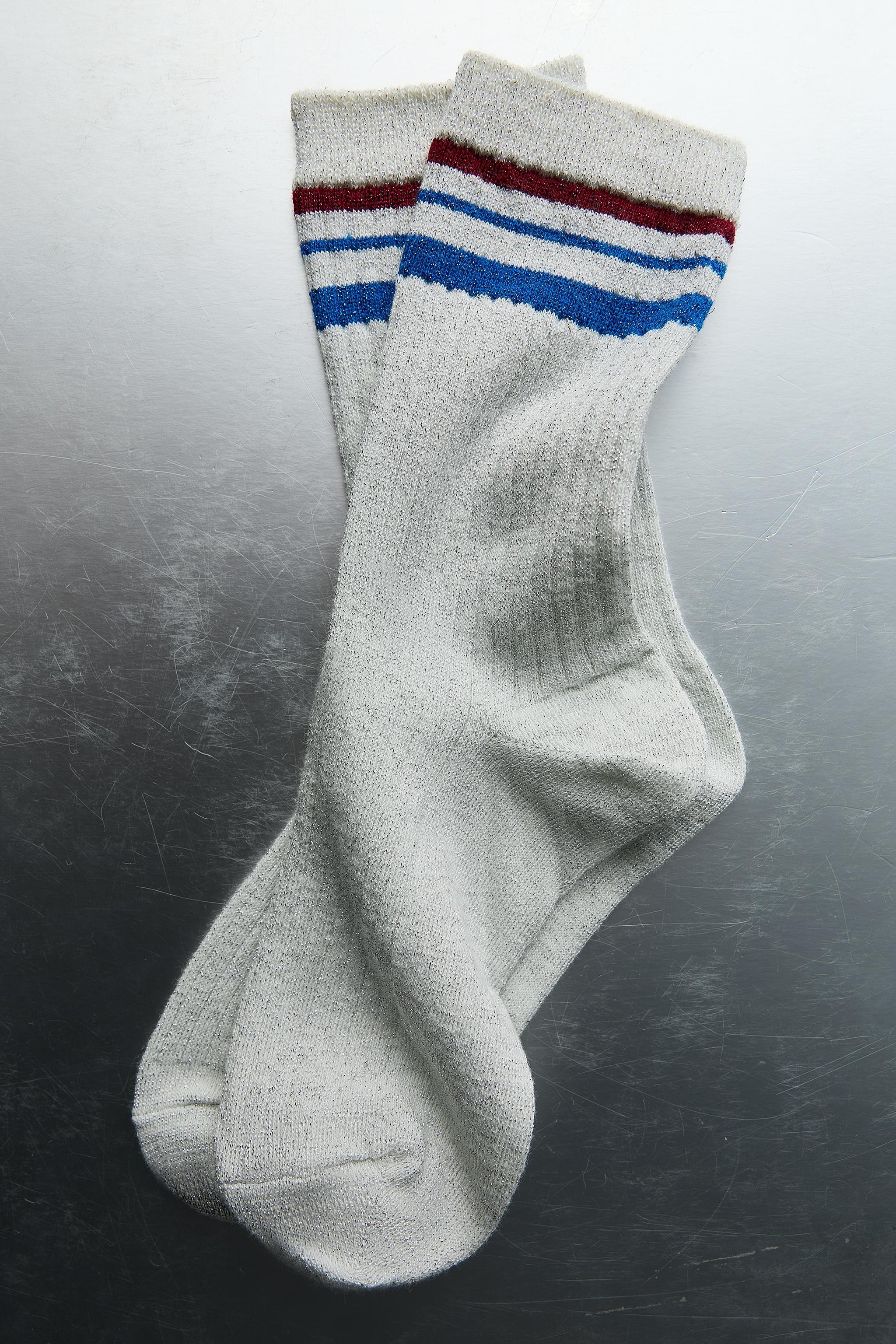 METALLIC THREAD STRIPED SOCKS Product Image